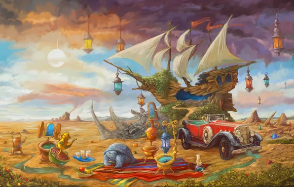 Картинка машина, корабль, лампа, черепаха, зеркало, Sabin Boykinov