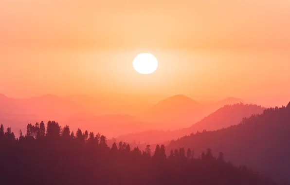 Fireball, twilight, sunset, mountains, sun, dusk