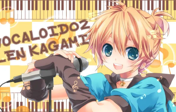 Взгляд, музыка, мальчик, Vocaloid, Вокалоид, Лен
