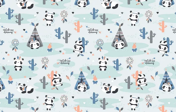 Картинка pattern, textures, funny, cute, 4k ultra hd background, pandas