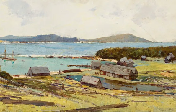 Пейзаж, картина, Элберт Генри Фуллвуд, Albert Henry Fullwood, Терригал. Мыс Смоки