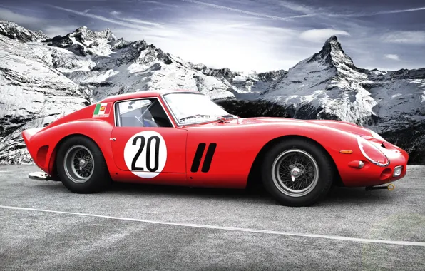 Горы, феррари, классика, autowalls, Ferrari 250 GTO