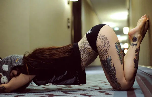 Panties, sexy girl, tattoo, brunette, corey, littlehuman, emo, coreylala