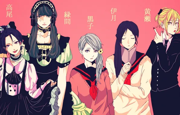 Девушки, группа, арт, Kuroko no Baske
