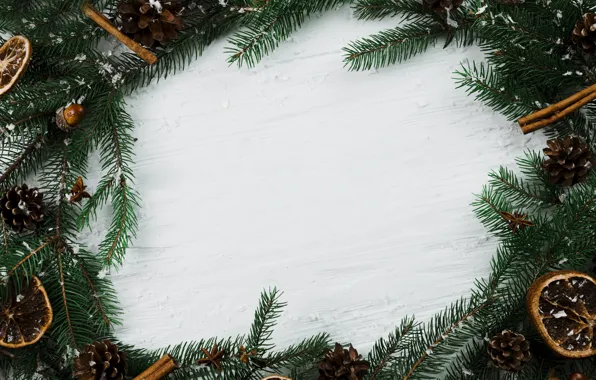 Фон, елка, Новый Год, Рождество, Christmas, шишки, wood, background