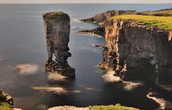 Море, солнце, океан, скалы, берег, высота, горизонт, Scotland