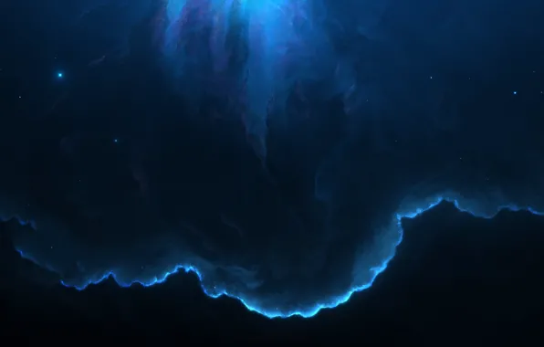 Космос, синий, nebula, Небула, 8k