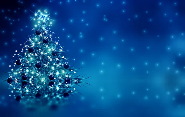 Украшения, елка, Новый Год, Рождество, Christmas, blue, tree, New Year