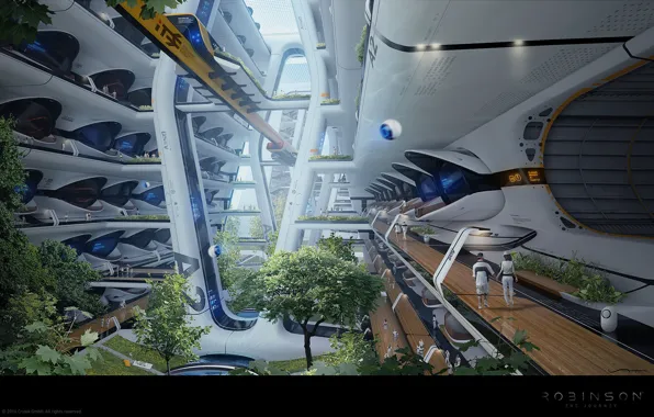 Парк, люди, сооружение, Robinson the journey, Esmeralda habitat module concept design