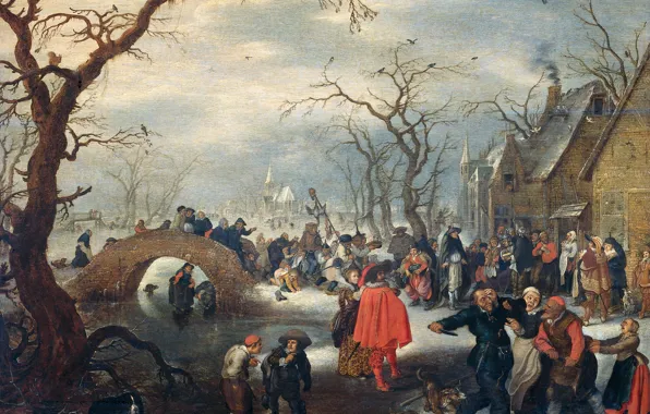 Масло, картина, 1625, Адриан ван де Венне, Adriaen van de Venne, Масленица в Деревне
