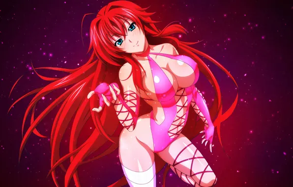 Girl, sexy, cleavage, thighhighs, long hair, boobs, anime, beautiful