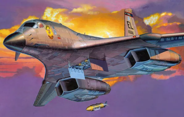 Картинка небо, авиация, самолет, бомба, B-1B