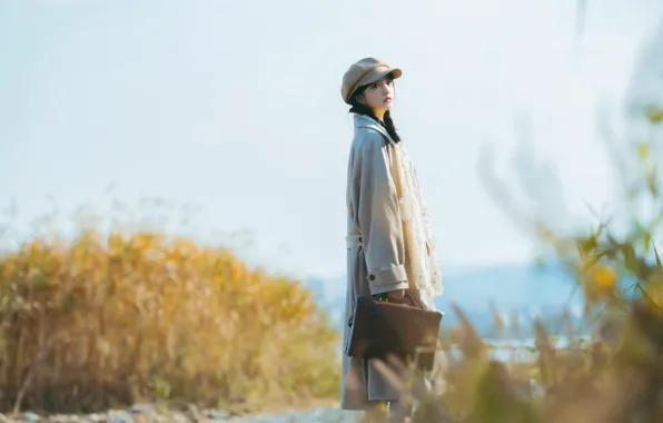 Beautiful, Asian, Model, Woman, Pretty, Japanese, Outdoor, Cap