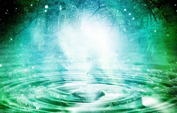 Green, forest, trees, nature, water, beauty