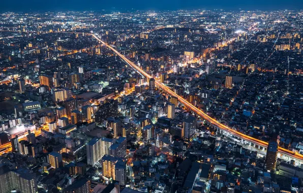 Картинка ночь, город, Osaka