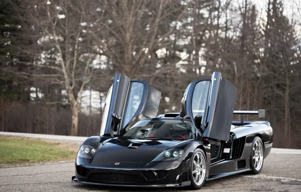Saleen, Black, Supercar, Twin Turbo, Saleen S7, Open doors