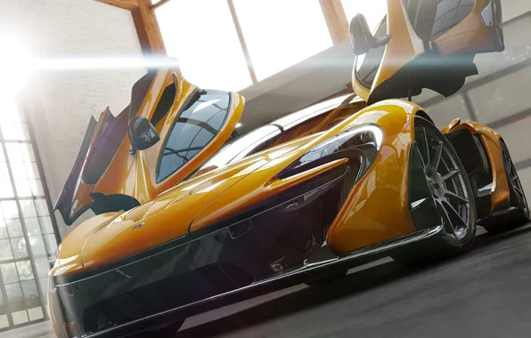 Картинка лучи, свет, игра, спорткар, эксклюзив, McLaren P1, xbox one, Forza Motorsport 5