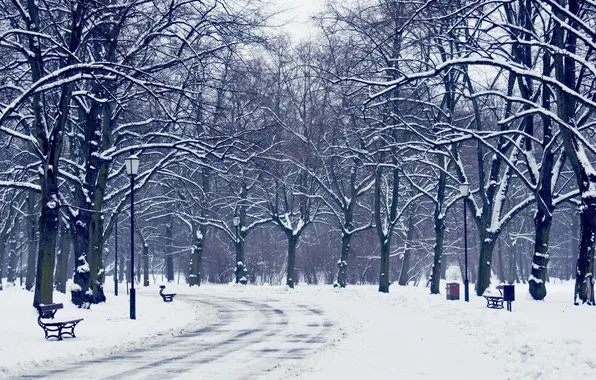 Картинка снег, город, улица