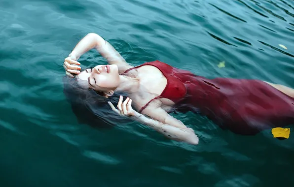 ВОДА, ПЛАТЬЕ, КРАСНЫЙ, ПОВЕРХНОСТЬ