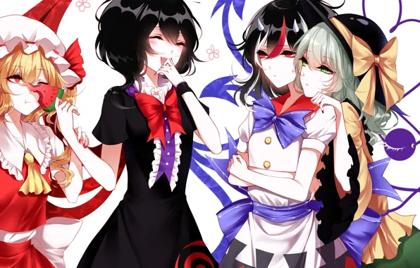 Девушки, арбуз, Touhou, Тохо, Тоухоу, Sheya