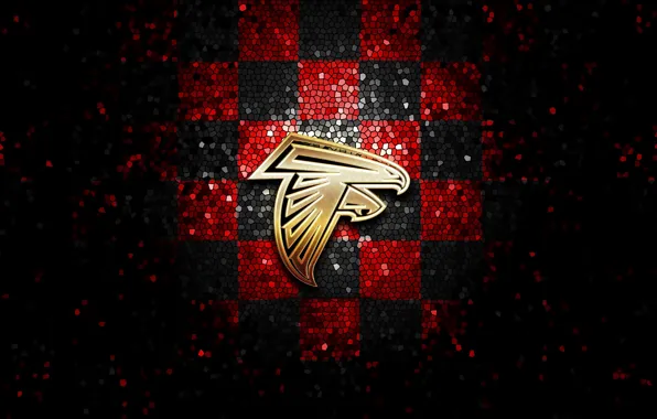 Wallpaper, sport, logo, NFL, glitter, checkered, Atlanta Falcons