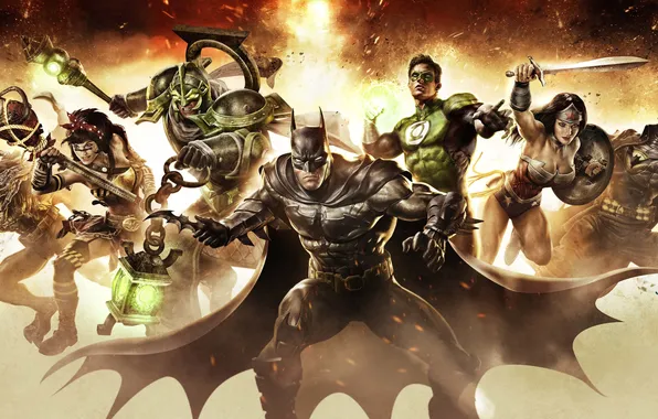 Картинка Wonder Woman, Batman, Green Lantern, Infinite Crisis, Gaslight Batman, Nightmare Batman
