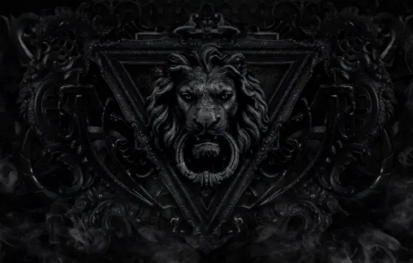 Картинка Black, Lion, Door