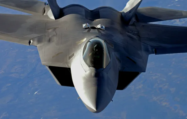 Фонарь, кабина, вид спереди, F-22, Raptor, Lockheed/Boeing, многоцелевой истребитель, пятого поколения