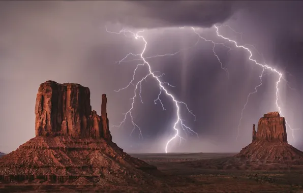 USA, nature, lightning, mountains