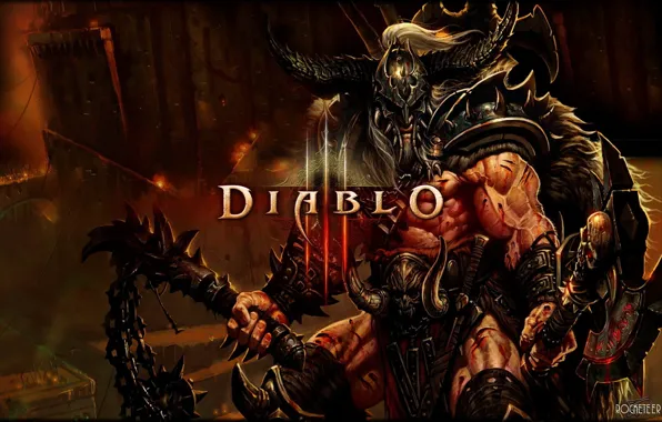 Картинка оружие, логотип, Diablo III, варвар