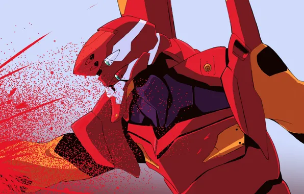 Красный, робот, Евангелион, Evangelion