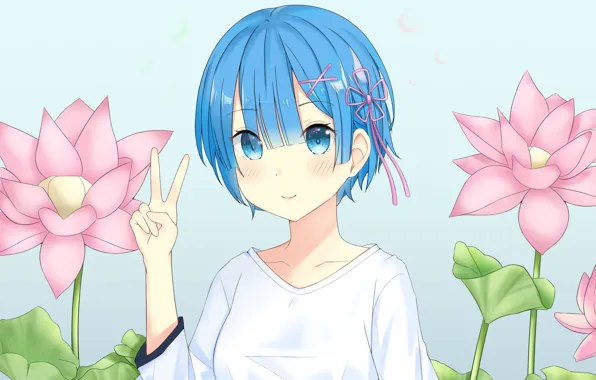 Девушка, лотос, С нуля, Рем, Re Zero Kara Hajimeru Isekai Seikatsu