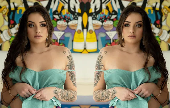 Sexy, tatoo, brunette, erotic