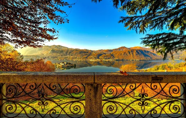 Картинка осень, пейзаж, забор, красота