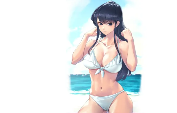 Fiat, girl, sexy, beach, Anime, sea, ocean, muscle