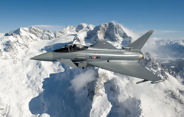 Скалы, Гора, Пилот, Eurofighter Typhoon, ПГО, Многоцелевой Истребитель, ВВС Австрии