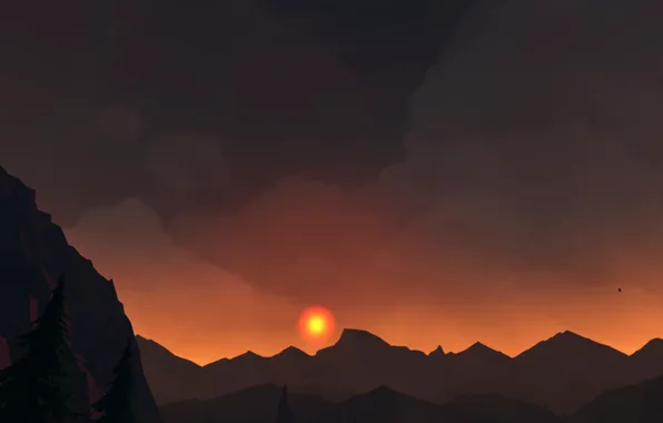 Закат, Пейзаж, Campo Santo, Firewatch