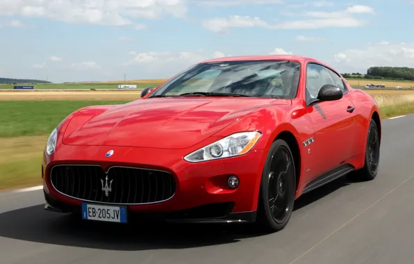 Машина, красный, Maserati, передок, GranTurismo S, MC Sport Line