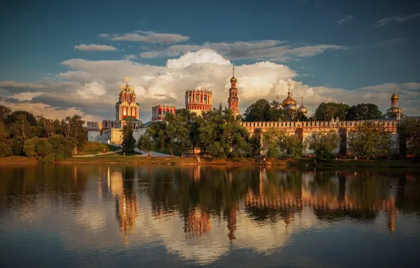 Картинка река, Москва, монастырь, женский, Новодевичий