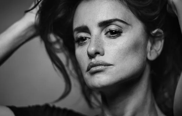 Penelope Cruz, portrait, Peter Lindbergh, black white