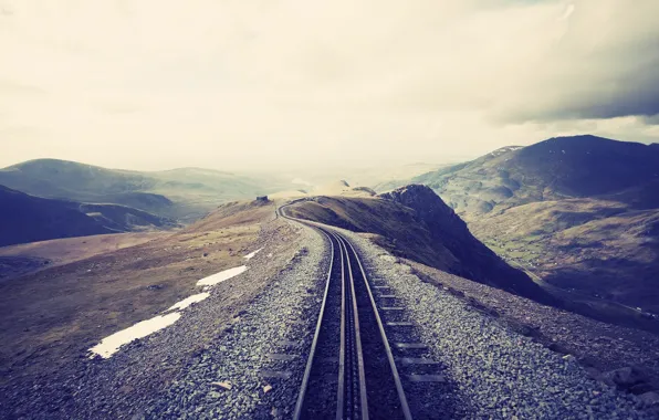 Mountains, height, railroad, tracks