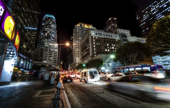 Ночь, огни, Лос-Анджелес, night, usa, los angeles