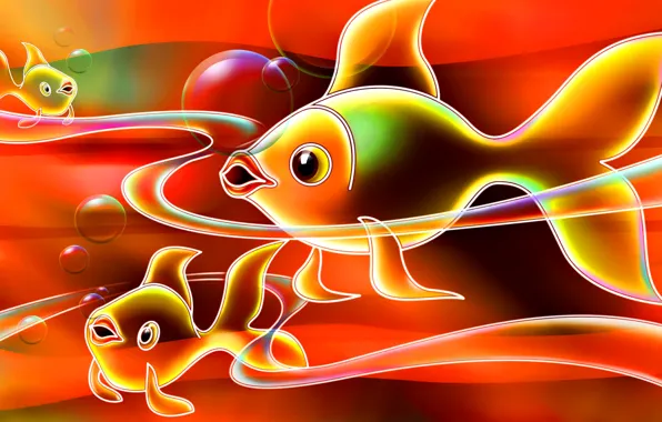 Линии, абстракция, цвет, аквариум, рыбка, рыба