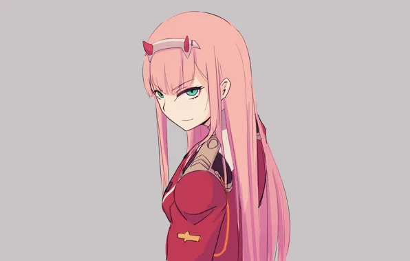 Девушка, фон, 002, Darling In The Frankxx, Милый во Франксе, Zero Two