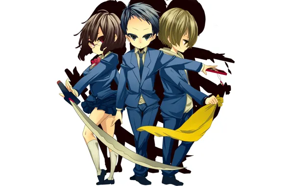 Девушка, парни, друзья, Durarara, Дюрарара, Микадо Рюгаминэ, Анри Сонохара, Кида Масаоми