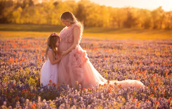 Поле, лето, живот, семья, девочка, мама, беременность, Lisa Holloway