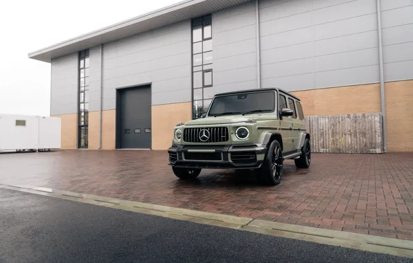 Картинка Mercedes, Green, AMG, Rain, G63, W463, Brick, G wagen