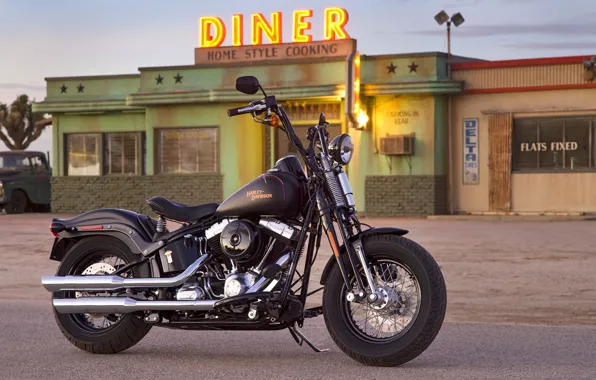 Картинка двигатель, размытость, мотоцикл, парковка, просто, без, Harley-Davidson, серия