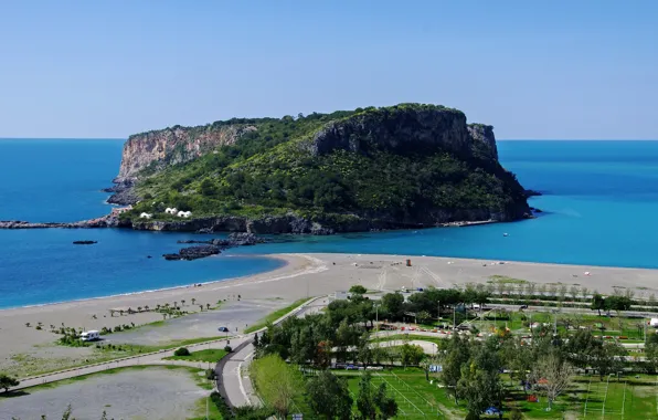 Картинка beach, sky, trees, sea, landscape, Italy, island, Calabria