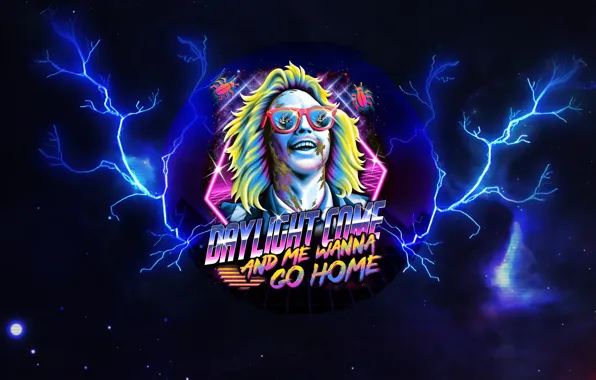 Космос, Молнии, 80s, Neon, Beetlejuice, Битлджус, 80's, Synth